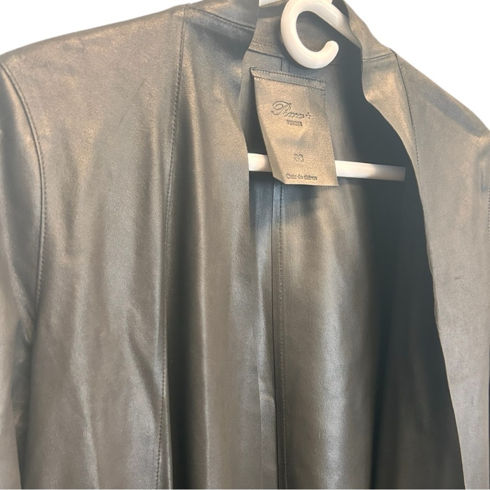 Raw+ Femme Black Goatskin Leather Cascading Open Jacket Size 8 Grunge Moto - Picture 6 of 14